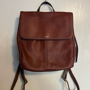 Fossil Rich Brown Leather Backpack